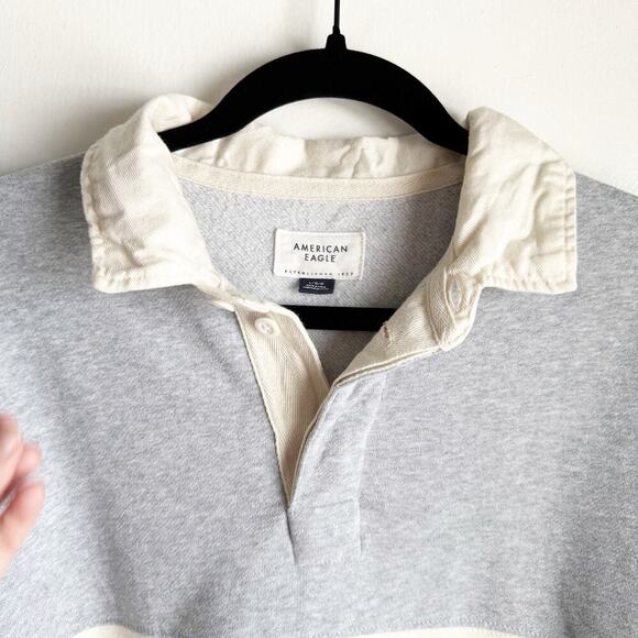 American Eagle AE Fleece Oversized Collared Los Angeles SPELLOUT Sweatshirt L - Picture 2 of 11